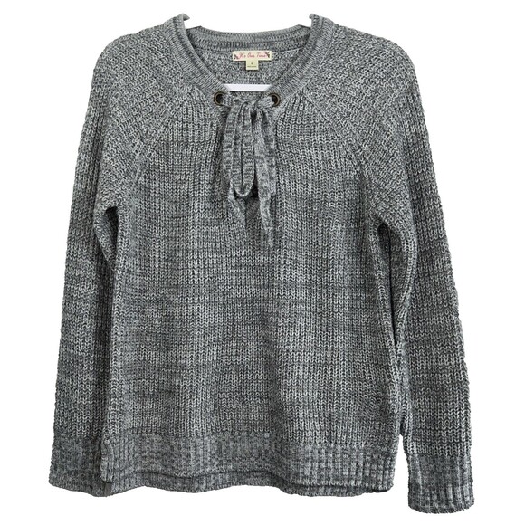 It's Our Time Knit Sweater Women's Scoop with Tie Neck Long Sleeve Size Small - Picture 1 of 12